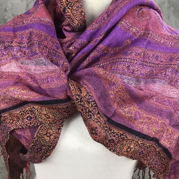 Collection 18 Womens Scarf Purple Opulence Blanket Multifunctional Fringe - Picture 11 of 13